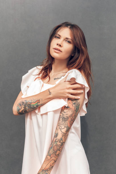 Long-lasting black tattoo ink on a woman