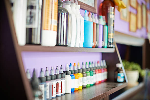 The shelves are overflowing with new tattoo inks.